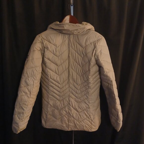 MICHAEL Michael Kors Beige Satin Specks Chevron Puffer Women's Jacket Small - Picture 5 of 6